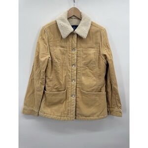 VTG Y2K Women Medium Tan Corduroy Sherpa Collar Jacket Western Retro 90s Country